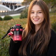 Sidagar 12 oz Cute Insulated Coffee Mug with Leak-Resistant Lid, Stainless Steel Coffee Cup, Dark Pink Heart Pattern