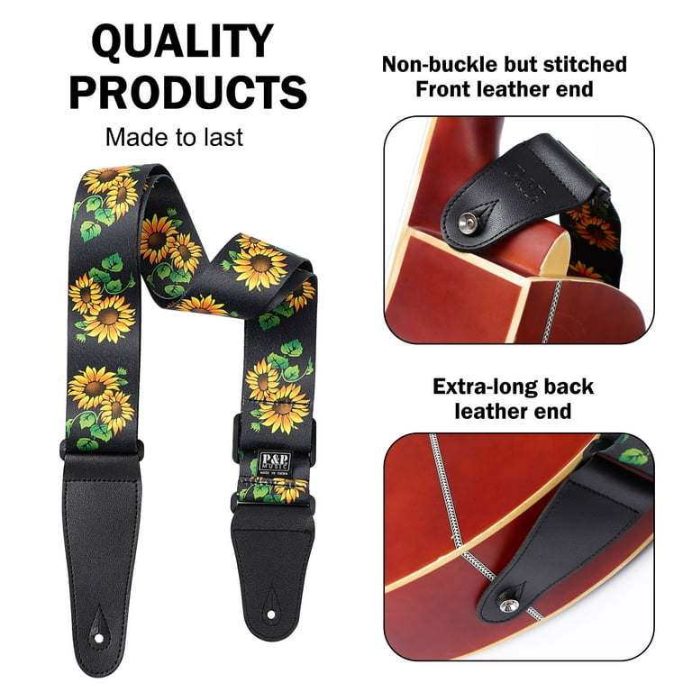 Faux Leather End Sunflower Print Adjustable Acoustic