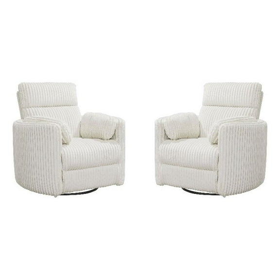 Pemberly Row Power Swivel Glider Recliner Two Pack in White