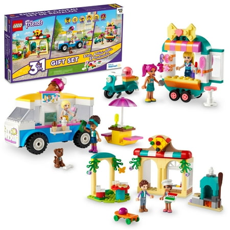 LEGO Friends Play Day Gift Set, 3in1 Building Set, Toy for 6+ Year Old Girls and Boys, Includes Ice Cream Truck, Mobile Fashion Boutique, and Pizzeria, 66773