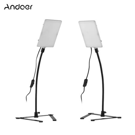 Andoer LED Video Light Kit 2pcs 5500K Mono-color Tabletop Rectangular LED Video Light+2pcs Flexible Hose with Light Base for Still Life Small Product
