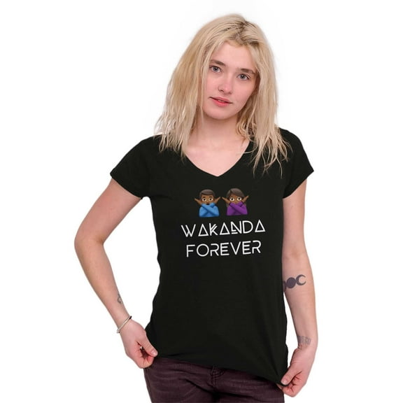 Panther Superhero Africa Forever Womens Petite V-Neck T Shirt Brisco Brands