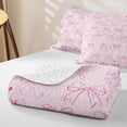 thumbnail image 4 of meiyoeat Girly Pink Bow Twin Quilt Set for Girls, Line Art Love Hearts Twin Coverlet Set for Bedroom, 2-Piece, 4 of 7