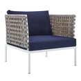 thumbnail image 3 of Modway Harmony 7-Piece  Sunbrella® Basket Weave Outdoor Patio Aluminum Sectional Sofa Set in Tan Navy, 3 of 16