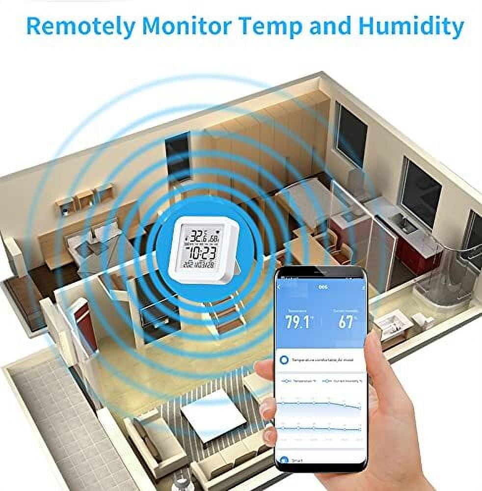 WiFi Temperature Sensor Hygrometer, Smart Thermometer with Smart App and Data Recording, Indoor Thermometer for Home, Baby Rooms