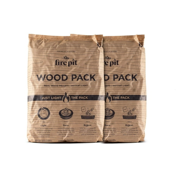 Pellets de madera TIKI Wood Pack para fogatas sin humo, paquete de 2