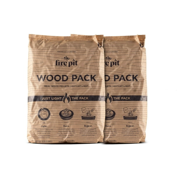 Pellets de madera TIKI Wood Pack para fogatas sin humo, paquete de 2