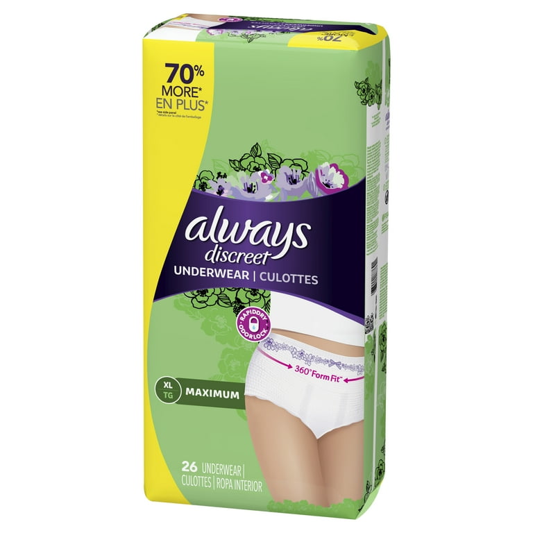 Always Discreet Large Incontinence Underwear for Women, Maximum