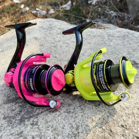 Fishing Reels Fish Alarm Drag 5-12KG Spinning Reel Metal Spool 5.2:1 Green Pink