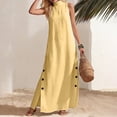thumbnail image 5 of Lmueinov Women's High Neck Sleeveless Maxi Dress, Side Button Slit Loose Flowy Long Dress for Beach Vacation Casual Wear S-2XL, 5 of 7