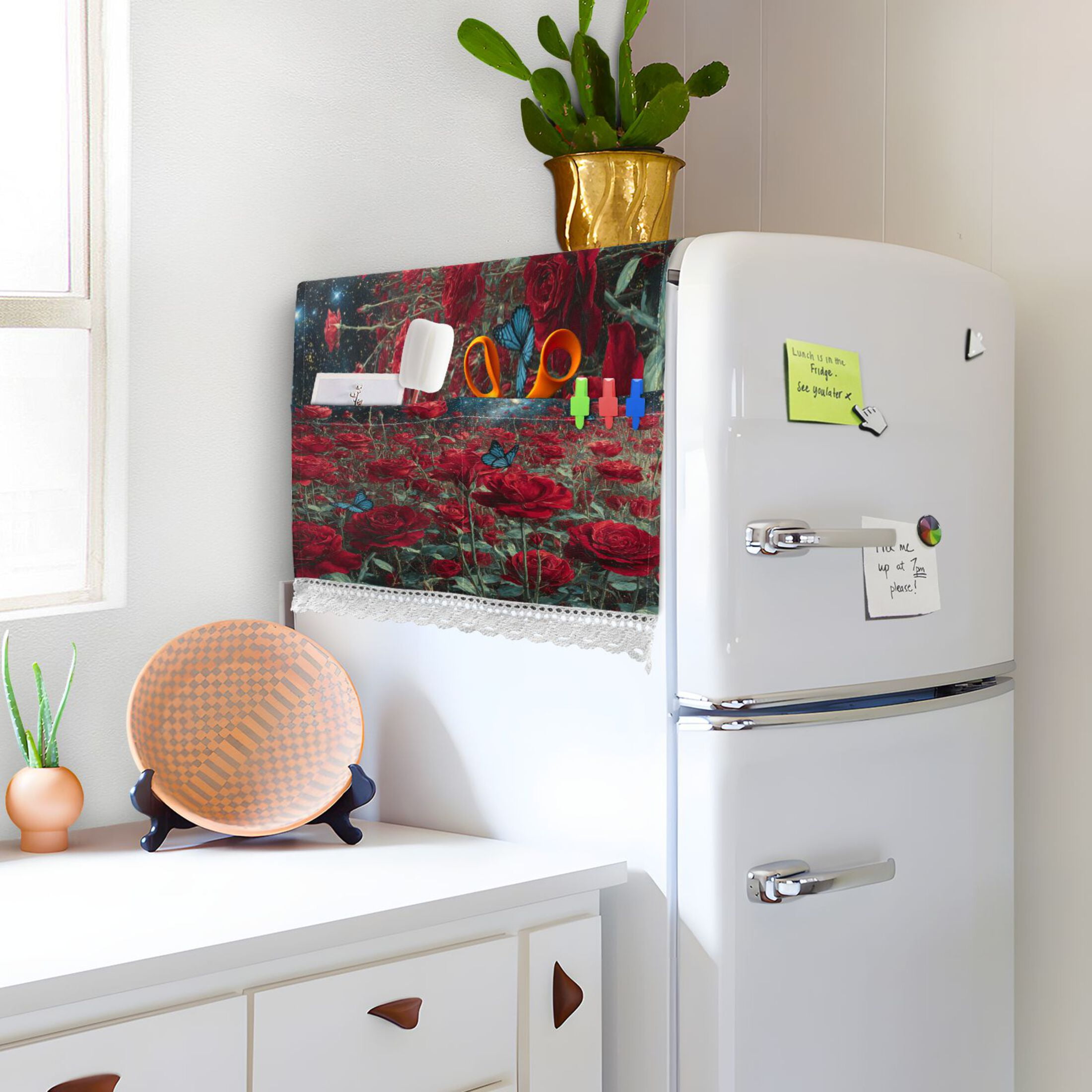 DEIARA Red Roses Washing Machine Cloth Dryer Refrigerator Top Cover Protective Non-Slip Mat For Kitchen Laundry