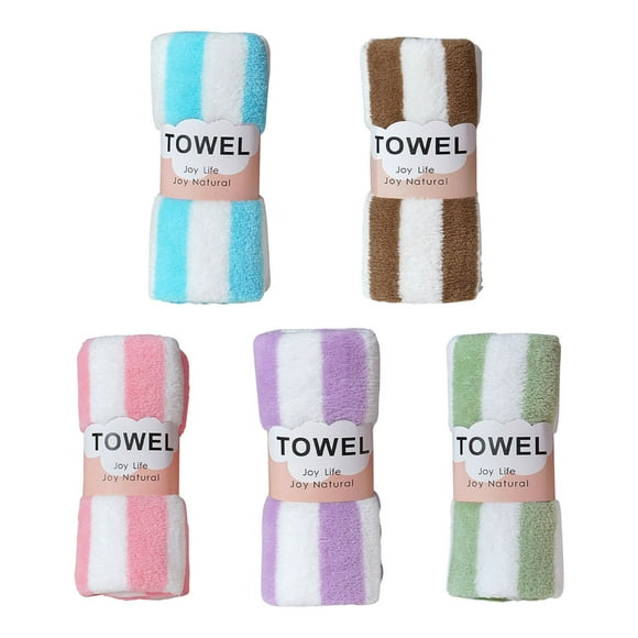 Daily Face Wash, 5Pc Absorbent Velvet Towel-Colorful Striped Face Wash Towel-Childrens Household Soft Gift Towel Face Towels for Bathroom