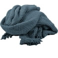 thumbnail image 2 of Home Soft Things Couverture en Tweed Tricoté 60 x 80 Po Bleu Sarcelle d'Aile, 2 of 2