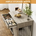 thumbnail image 5 of WIILAYOK 38.5" Dog Crate Furniture with Drawer, Wooden Heavy Duty Large Dog Kennel with Lockable Wheels and 2 Dog Bowls, Modern Decorative Indoor Dog House for Medium Small Dogs (Grey), 5 of 9