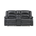 thumbnail image 2 of Martin 2 Pc Manual Reclining Sofa set finished with Faux Leather/ Wood in Gray, 2 of 12
