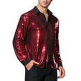 thumbnail image 4 of INSPIRE CHIC Sequin Shirt for Men's Button Down Long Sleeves Disco Metallic Shiny Shirts, 4 of 5