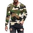 thumbnail image 2 of VBTAPA Men's Long Sleeve Camo T-shirt Camouflage Print Casual Stylish Tee Tops Loose Fit Crewneck Pullover Tees Back to College Deals Green S, 2 of 5