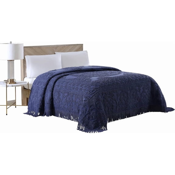 Chenille Bedspread Full Navy
