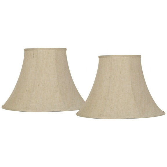 Springcrest Set of 2 Bell Lamp Shades Beige Large 9" Top x 19" Bottom x 12.5" High Spider with Replacement Harp and Finial Fitting