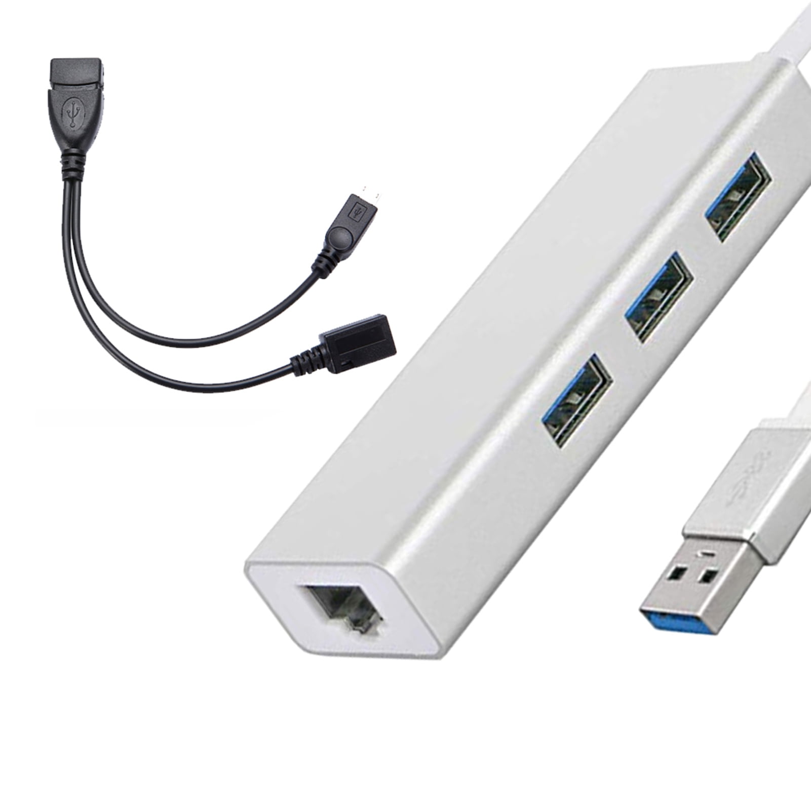 Windfall LAN Ethernet Adapter with 3 Ports USB OTG Hub for Streaming TV Stick Chromecast Home Mini Raspberry Pi Zero Powered Micro USB OTG Cable Included