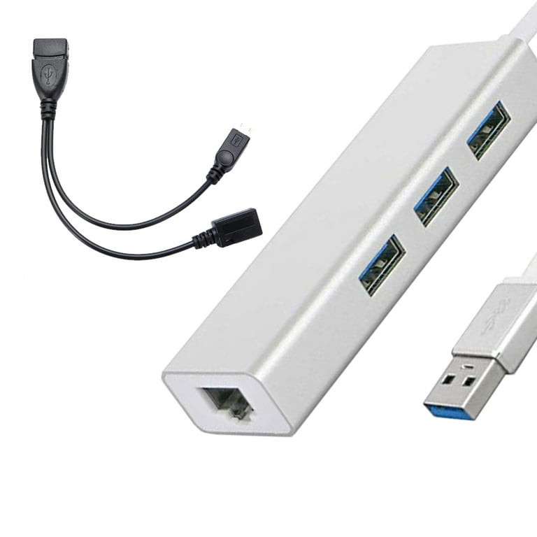 3 PORT USB HUB Ethernet Adapter & OTG CABLE compatible with