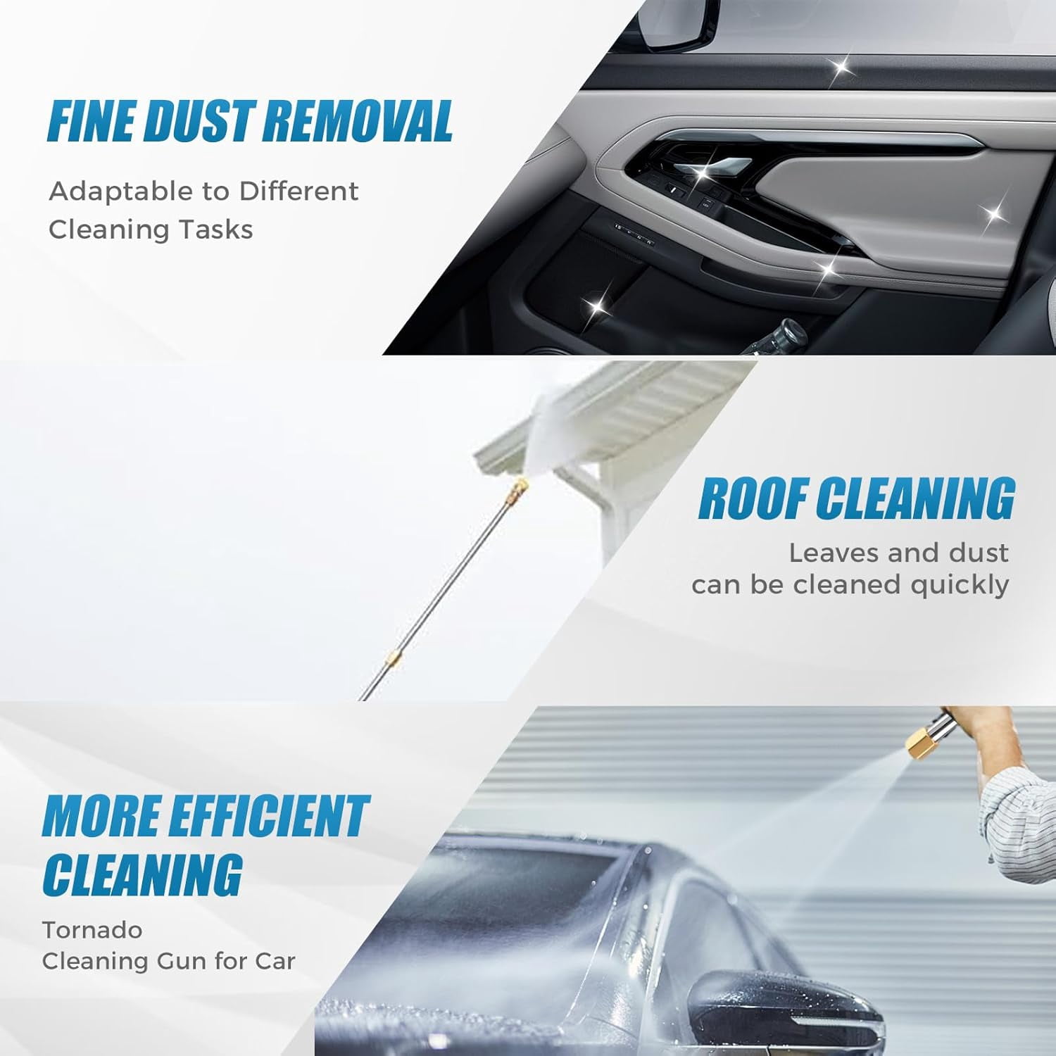 Pressure Washer Extension Wand for Gutter Cleaning, 120 Inch Telescoping Wand with 6 Spray Nozzle Tips, 3 Curved Rod Attachments, 1/4 Quick Connect, 4000 PSI（7Pcs）