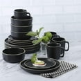 thumbnail image 2 of Gibson Home Zuma 16 Piece Round Kitchen Dinnerware Set, Dishes, Plates, Bowls, Mugs, Service for 4, Matte Stoneware, Black, 2 of 5