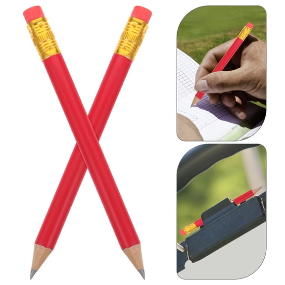 OUNONA 72Pcs Short Red Golf Pencils Wood Graphite Presharpened with Built in Eraser for Party and Meeting