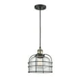 thumbnail image 4 of Innovations Lighting  Franklin Restoration Bell Cage - 1 Light 9" Cord Hung Mini Pendant Matte Black/Plated Smoke, 4 of 5