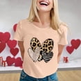 thumbnail image 2 of Women Summer Tops Ladies Fashion Casual Valentine's Day Print Outdoor Sports Round Neck Short Sleeve T Shirt Top Half Tee Womens Loose Fitting T Shirts Dress Tee Shirts Women plus Size Beige L, 2 of 5