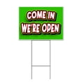 thumbnail image 1 of Come In We're Open Green (18" x 24") Yard Sign, Includes Metal Step Stake, 1 of 6