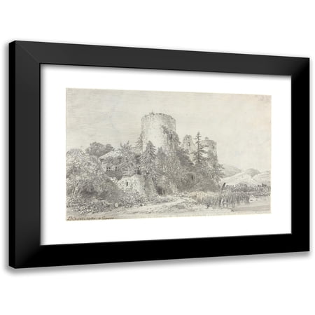Louis-François Cassas 14x11 Black Modern Framed Museum Art Print Titled - View of the Chateau De Saconnex (1780)