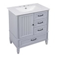 thumbnail image 3 of GDF Studio Modern Bathroom Vanity with Cabinet, Drawers, Solid Wood Legs, Gold Handle and Knob, Grey Finish, 3 of 14