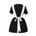 thumbnail image 3 of Rggeeun Halloween for Women Button Down Short Sleeve Lapel Collar Corset Dress with Cute Apron 2Pc Halloween Outfits for Women Party Versatile,Black,3Xl, 3 of 4