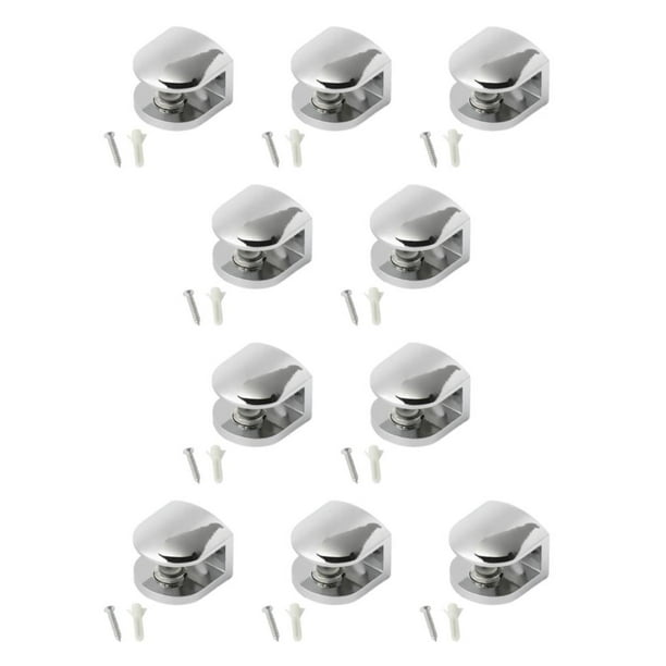 Billuyoard Estante de vidrio Reemplazo de fundición a presión Estilo simple Ajustable Antideslizante Heavy Duty Baño Vitrina Soporte de 8-10 mm 10Conjunto