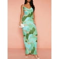 thumbnail image 2 of Caoirhny Women Sleeveless Floral Dress Summer Spaghetti Strap Party Long Dress for Cocktail Beach Streetwear, 2 of 9