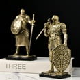 thumbnail image 5 of Knight Sculpture Tabletop Ornament Vintage Art Crafts Knight Figure Creative Statue for Shelf Fireplace Office Desk Bookshelf, Gold-Style 2, 5 of 6