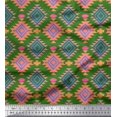 thumbnail image 1 of Soimoi Green Velvet Fabric Diamond Geometric Decor Fabric Printed Yard 58 Inch Wide, 1 of 5