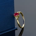 thumbnail image 4 of Gem Stone King 14K Yellow Gold Red Ruby and Diamond Women Engagement Ring (0.60 Ct Oval Gemstone Birthstone, Available in Size 5,6,7,8,9), 4 of 5