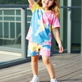 thumbnail image 5 of Cethrio Girls' Summer Short Sets, Cotton Casual 2 Piece Tie Dye Outfit Sets Pink Size 6 T, 5 of 6