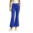thumbnail image 5 of Women's Stretch Flared Pants High Waist Pants with Split Hem Pockets for office Blue M(M), 5 of 8