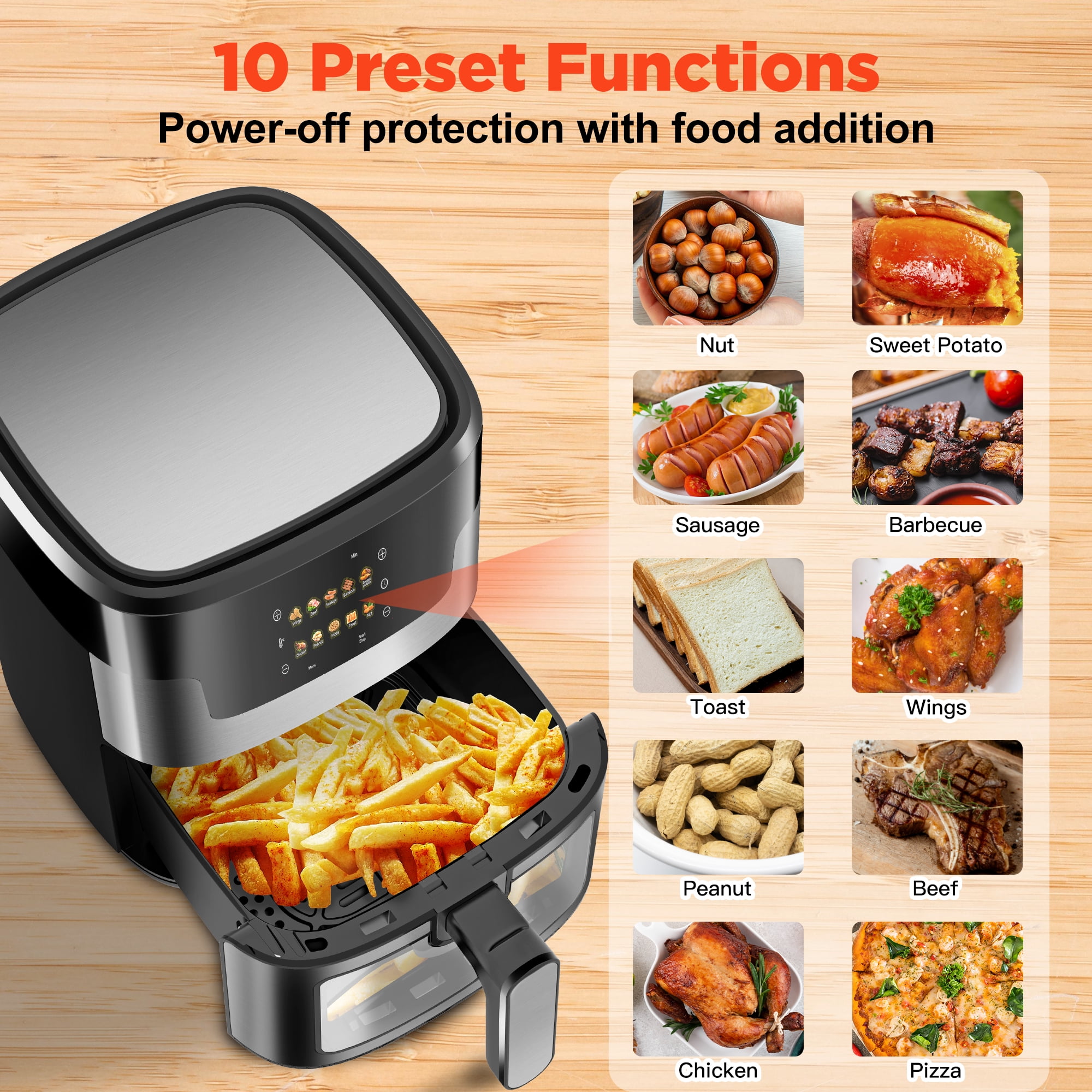 8-in-1 7.5Qt Air Fryer Oven, Digital LED, 8 Cookings, 95 8-in-1 7.5Qt Air Fryer Oven, Digital LED, 8 Cookings, 95