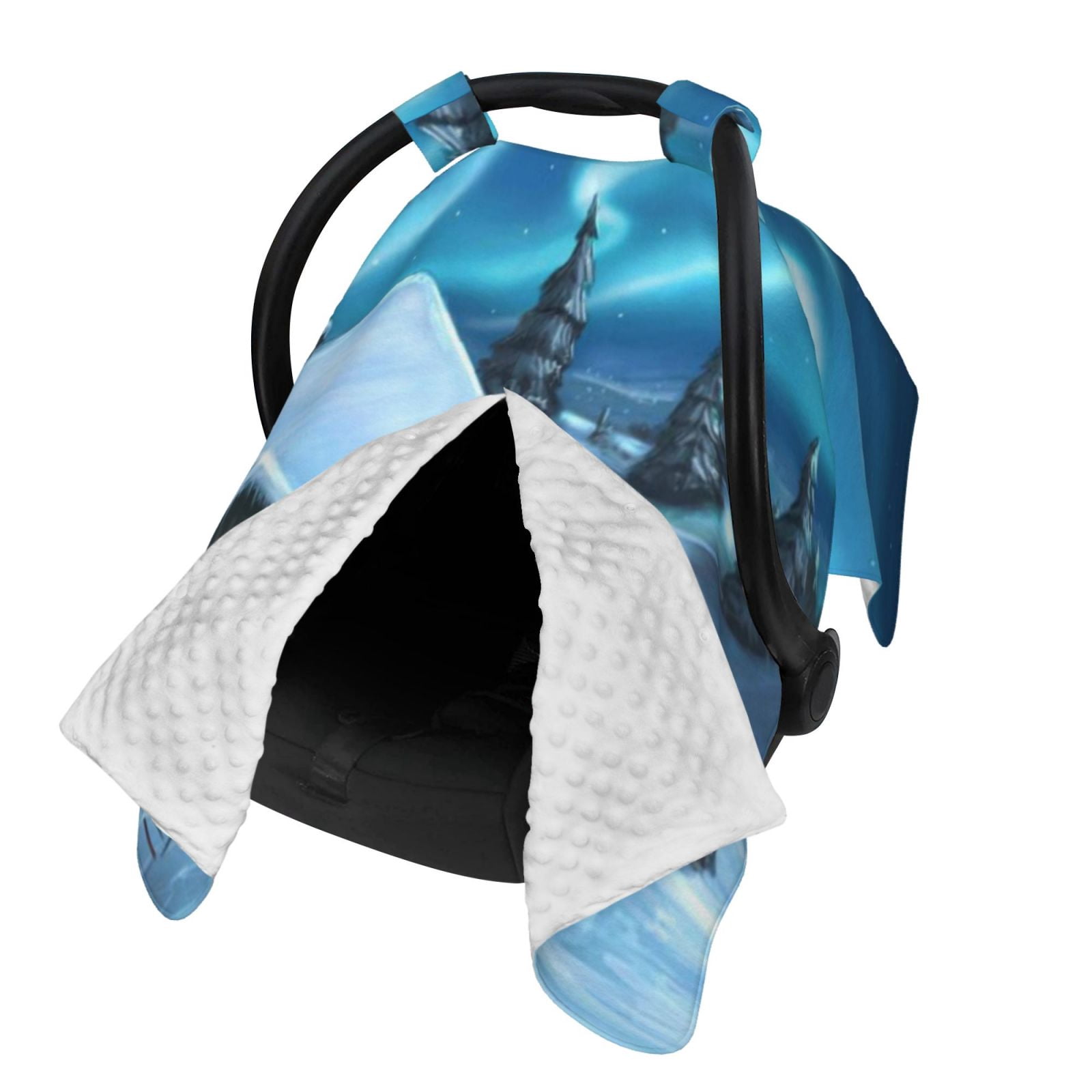 Naloa Mountain Cottage In Snow Baby Car Seat Cover, Breathable Baby Carrier Cover, Multiuse Baby Carrier Cover & Nursing Breastfeeding Cover