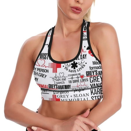 Grey s Anatomy Logo Women s Sports Bras Padded Crop Top Workout Slimming Yoga Tank Tops Camisole Vest Activewear Fitness Running Racerback With Built In Bra