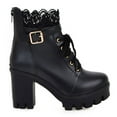 thumbnail image 6 of Tarmeek Boots for Women,Womens Fall Winter Boots Round Toe Thick-soled Lace Up High Heel Ankle Boots Leather Short Boots Platform Boots Combat Boots,Shoes for Women,Booties for Women, 6 of 9