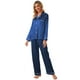 thumbnail image 5 of Conjunto de pijama Schbbbta para mujer, satén de seda, azul marino, talla S, 2 piezas, 5 of 7