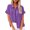 Purple, variant on Cotton Linen Shirts Womens Zip Up Lapel Collar Tops Short Sleeve Summer Dressy Casual Blouses with Chest Pocket (XL, Navy)