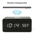Zunammy Wooden Finish Alarm clock with Wireless Charging (Qi Charging Pads) for phone Black