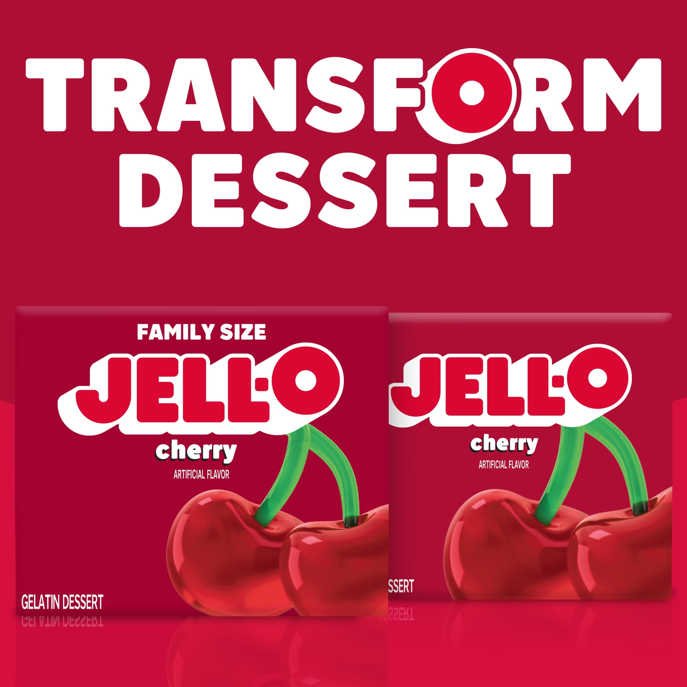 (2 pack) Jell-O Cherry Gelatin Dessert Mix, Family Size, 6 oz Box