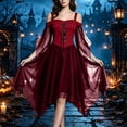 thumbnail image 6 of Halloween Witch Costume for Women, Off the Shoulder Dress, Adult Medieval Vampire Butterfly Sleeve Gothic Outfits for Halloween Cosplay Party, 6 of 8